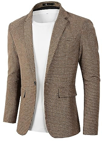 Beninos Men's Casual Suit Blazer Jackets Lightweight Sports Coats One Button (304 Khaki, M)