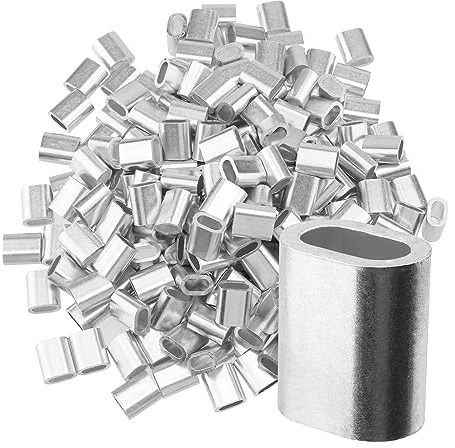 ZEONHEI 200 Stück Aluminium Pressklemmen 4mm, M4 Aluminiumhülsen Pressklemmen, Presshülsen Seilklemme 4mm, Würgeklemmen Aluminium Quetschhülsen Pressklemme für Stahlseil, Drahtseil Kabel