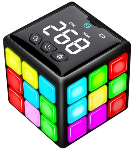Xinbeiya Rechargeable Handheld Cube with Games - 15 Fun Brain & Memory Games with Score Screen for Kids Teens - Christmas Easter Birthday Gifts for Boys Girls Ages 6-12+ Years Old (Black)