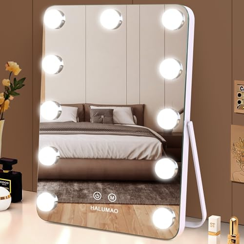 halumao 14.6 Vanity/Makeup Mirror with Lights, Hollywood Mirror with 11 Dimmable LED Bulbs,3 Color Modes,Touch Control