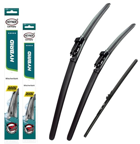 HEYNER Limpiaparabrisas Escobillas Goma Limpiaparabrisas Coche, compatible con: Ford Mondeo Hatchback 2015 en adelante, juego completo de 3 limpiaparabrisas híbridos HH2828PT20PT