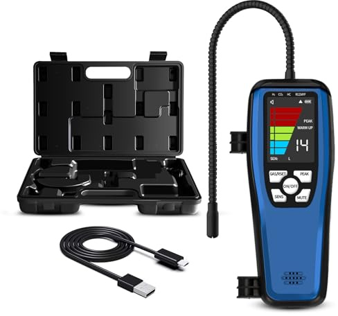 Aprvtio ALD-50 Gas Leak Detector, Natural Gas Detector Gas Sniffer with 16-Inch Gooseneck, Audible & Visual Alarm with Mute Function, 3000mAh Rechargeable Battery，Combustible Gas Detector
