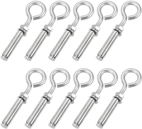 QUARKZMAN 10uds M8 304 Inoxidable Acero Expansión Cáncamo Cerrado Gancho Expansión Perno Tornillo Hormigón Cáncamo para Pared Techo Concreto Mampostería