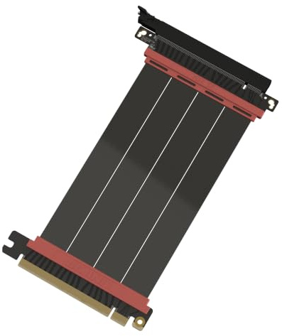 LINKUP PCIE 5.0 Riser-kabel | för vertikalt GPU-fäste | rak | grafikkort GPU redo | Användbar med PCIe 4.0 & RX9070/RTX5090 | 15 cm (total längd: 19 cm)