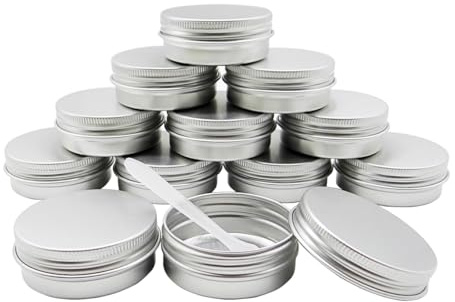 Wopanxye 12 stycken 30 ml 30 ml små resemetallburkar med lock, silver, minibehållare för kosmetikalotion, salvor, krämflaska, ljus, te, piller, skruvar, pärlor, nålar