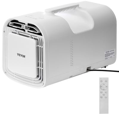 VEVOR Climatiseur portable, 1,25 kW·h, refroidisseur d'air à 3 vitesses, avec minuterie 24 h, télécommande, température réglable 16-32 ℃, pour camping en tente extérieure, camping-car ou maison, blanc