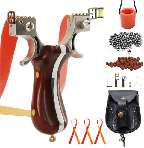 Luoyer Professional Slingshot for Adults Hunting Sling Shot Set with Pouch Ammo for Outdoor Sports Catapult Slingshot (Steel-Wood Handle)