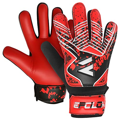 EPCILON Primium Grip Torwarthandschuhe Kinder Fußballhandschuhe Jungen Mädchen Junior Erwachsene Fußballtraining Torwarthandschuhe (Rot, 5)