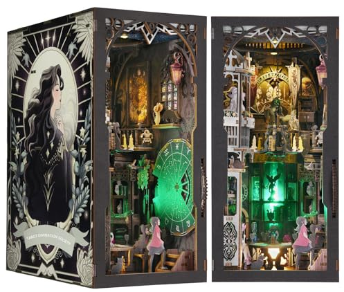 ETKVR Book Nook Kit, kreativ Book Nook byggsats för vuxna – 3D-träpussel bokstöd och bokhyllainsats, detaljerat miniatyrdockhus för unik heminredning – Tarot Divination Society