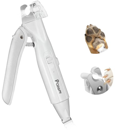 2-en-1 Tondeuse pour Poils de Pattes et Coupe Ongles pour Chien et Chat | Avec 2 Lumières LED, Coupe Griffes Toilettage avec Protège-éclaboussures, Verrou de Sécurité, Extra-Tranchantes rechargeables