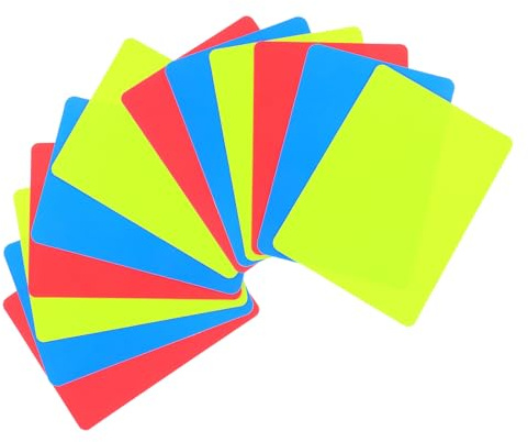 HOODANCOS Set 12 Cartellini Arbitro Calcio in PVC Rosso Giallo e Blu Kit Ufficiale Penali per Arbitri Sportivi Resistente alle Intemperie Leggero e Portatile per Competizioni e
