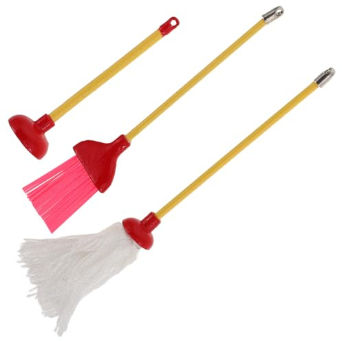 FIXOSHEE Balai Miniature 1/12 Ventouse pour Maison de Poupée Outil de Nettoyage Petit Balai Ensemble Ménager Miniature Cuisine et Salle de Bain Accessoire de Nettoyage Éducatif