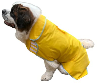 HugeHounds Extra Large Dog Yellow Rain Rover Raincoat with Half Hood XL- Waterproof-Includes a Travel Carry Bag