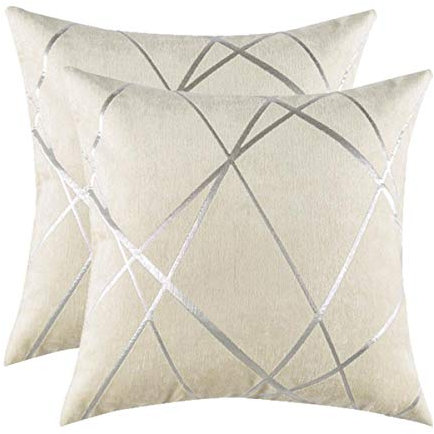 GIGIZAZA Creme Kissenbezug Samt Kissenhülle 45x45cm Deko Kissenbezüge Dekokissen Fall für Sofa Schlafzimmer Wohnzimmer 2er Set