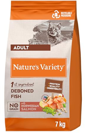Nature's Variety No Grain Croquettes pour Chats Adultes - Saumon Norvégien - 7kg