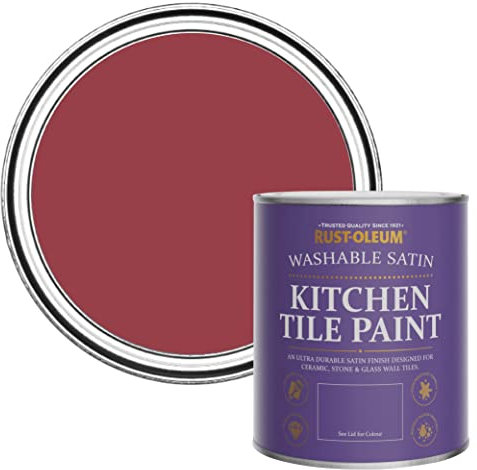 Rust-Oleum Red water resistant Kitchen Tile Paint in Satin Finish - Soho 750ml