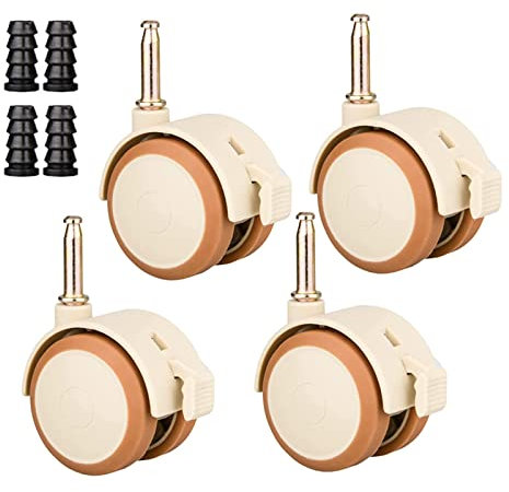 Exsbtay 4 Pezzi Freno Ruote per Mobili Silenziose, Rotelle per Mobili, Doppie Ruote con Freno, per Piccoli Divani, Culle, Passeggini, Passeggini, Sedie, Tavoli da Lavoro, Scaffali Giocattolo