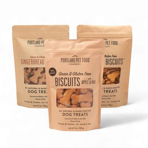 Portland Pet Food Company - Golosinas saludables para perros, veganas, sin granos, grado humano, manzana, pan de jengibre, calabaza para perros, golosinas y galletas naturales para entrenamiento para