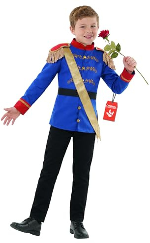 Morph Sagoprinsdräkt Pojkar Blå Guld, Prinsenkostym Barn Med Epåletter Och Skärp, Maskerad Halloween Kostymfest