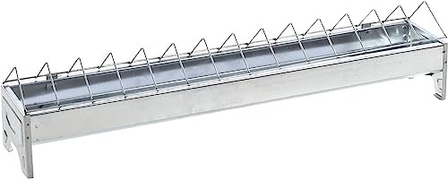 Flamingo Futtertrough für Geflügel Herka Rechteckig Silber – 73 cm L x 13 cm B x 15 cm H, Metall, Langlebig, Praktisch und Einfach zu Reinigen