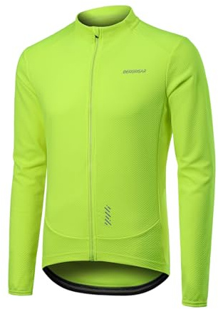 BERGRISAR Cykeltröja MTB Cykelkläder Herr Långärmad Tröja Vägcykel Vår Höst, Fluorescerande grön, M