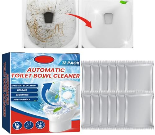 BigyQiu Automatic Toliet Bowl Cleaner,12PCS Toilet Cleaner Active Tablets,Toilet Tablets,To/ilet Bowl/Cleaner,T/ablets T/oilet Freshener,T/oilet Limescale Remover,