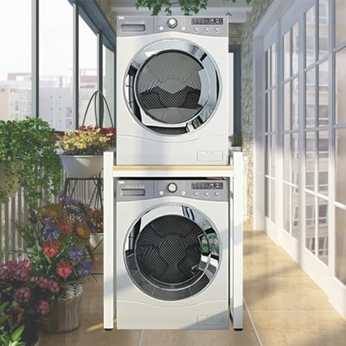 Kit de apilamiento para lavadora y secadora Balcón Estante apilable portátil para lavadora y secadora, Cuarto de lavado Sobre Lavadora Altura ajustable, De pie Estante para Lavavajillas