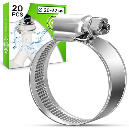 Juego de 20 Piezas Abrazaderas Metalicas Ø 20-32 mm Tiene un Acabado Galvanizado con un Revestimiento de ≥ 5 Micras - ONIX TECH
