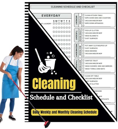 Monozoz Städplanerare, Schema för städlista Checklista,Veckovis städchecklista Planerare | Veckovis månatliga städscheman, checklista Planner Hushållssysslor för hemstädning
