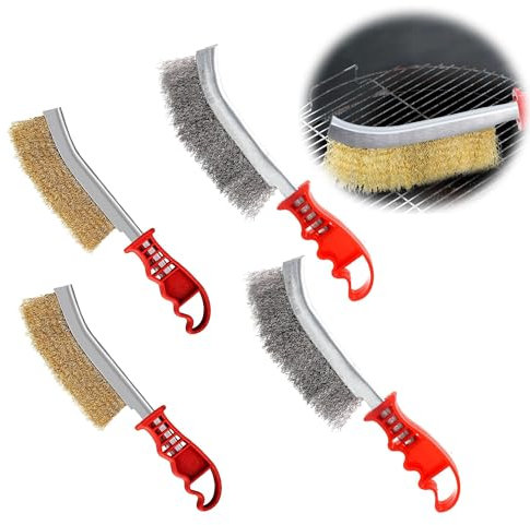 QIUMING Drahtbürste Messing Messingbürste Grill Grillbürste Messing Drahtbürste Grill Grill Bürste Messingbürste handdrahtbürste Set zur Reinigung Grill Rost Ölflecken Malen Staub
