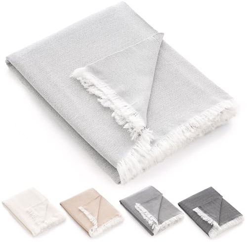 HIPERMANTA Plaid Multiusos Cubresofa.Colcha Multiusos Sofa. Plaid Sofa. Manta Foulard.Comoda Practica Suave Calida. Modelo Liso 230x290 cm Color Gris Claro