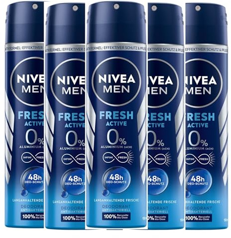 NIVEA Men Fresh Active Deodorant Spray 6 x 150 ml Pack of 6