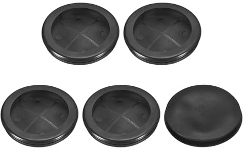QUARKZMAN 5 stycken kabelgenomföring gummi, 55 mm ID 65 mm borrhål gummihylsor ensidig hålplugg gummitätning rund för att skydda trådar och kablar, för skrivbord, svart
