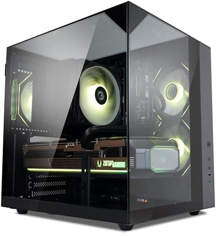 Zalman ZQBE ATX Boîtier PC de jeu moyen avec 3 ventilateurs PWM ARGB de 120 mm avec concentrateur PWM/contrôleur ARGB multi-ports inclus, panneaux panoramiques en verre trempé à trois côtés, USB