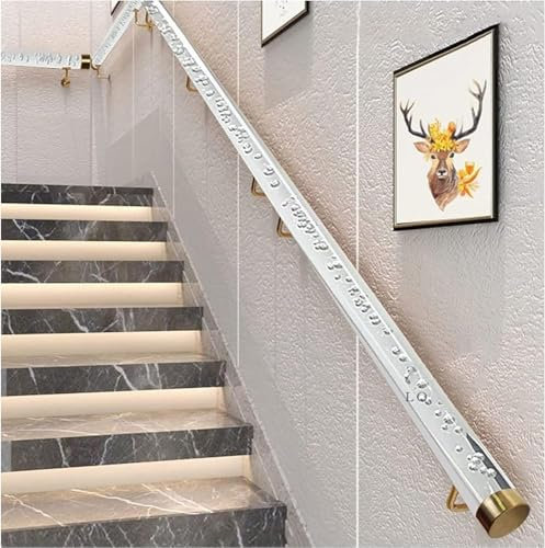 Escalera de acrílico transparente - Kit de barra de agarre antideslizante para montaje en pared, acabado de cristal con ganchos dorados/plateados, 60 cm para un apoyo seguro y elegante