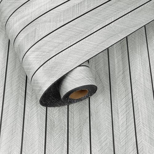 Yullpaper Light Grey 3D Wall Panels for Living Room PVC Cladding Kitchen Backsplash Decorative Wood Panels for Walls Self Adhesive Grey Panel Wallpaper Fireplace & TV Wall Panel Board 30cm x 300cm