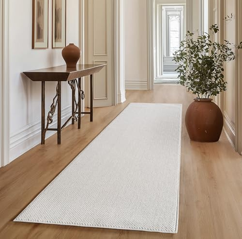 SIMPEX Läufer Creme 80x150, Bouclé Skandi-Look für Moderne, warme Wohnräume, weich & pflegeleicht im Alltag ideal für Wohnzimmer, Essbereich & Schlafzimmer