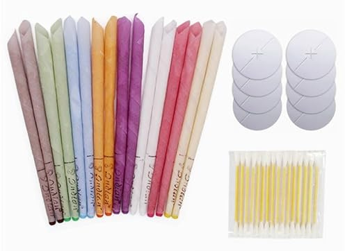 YEDPGUE 8 Paia Candele per Rimozione Cerume Detergente, Candele Naturali Auricolari in Cera d'Api, per Rilassare la Pelle, Ridurre lo Stress, Migliorare il Sonno, con 8 Dischi Protettivi