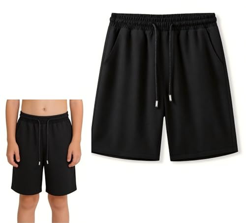 Boy Black Football Shorts (UK, Age, 12 Years, 13 Years, Regular, black)