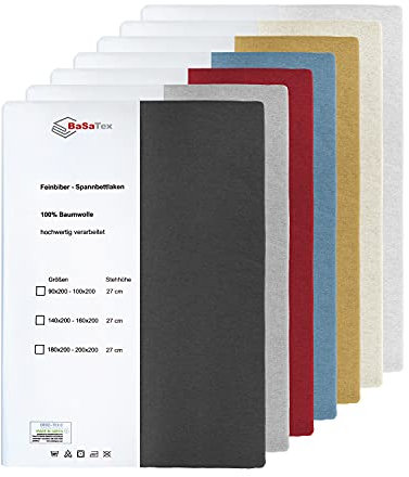 BaSaTex Flausch Feinbiber Winter Spannbettlaken Biber Spannbetttuch | 100% Baumwolle | 90x200 – 100x200 cm | Sand