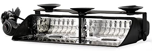 Riloer 1pc 16 LED Strobe Signal d'urgence Police Pare-brise Avertissement Beacon Light, Rouge Blanc