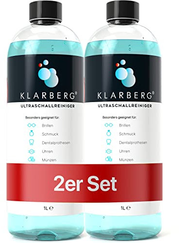 KLARBERG® 2x1L Ultraschallreiniger Konzentrat I Reinigung von Brillen, Schmuck, Zahnersatz, Uhren im Ultraschallbad I Mit jedem Ultraschallreinigungsgerät nutzbar