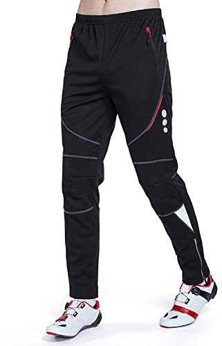 HOMTOL Fahrradhose Herren Winter Thmero Winter Laufhose Lang Warm Radhose MTB Hose Winddicht Wasserdicht Outdoorhose Softshellhose für Radfahrren Motorrad