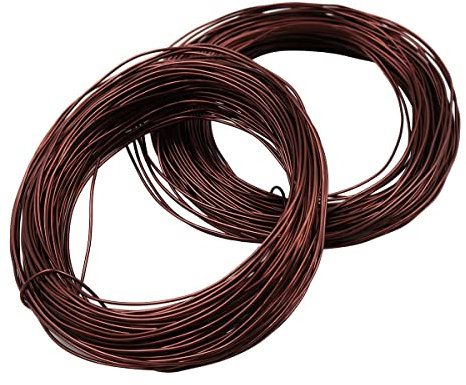 ANCLLO 2pcs X 20M Bonsai Care Tool Tree Training Wire 1.0mm Plant Craft Wire Alambre de aluminio Tejido artesanal, para sujetar ramas de bonsai (cada rollo 20M, marrón)