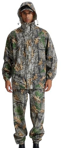 LOOGU Camo Rain Suit, Rain Gear for Men Waterproof, Lightweight Rain Coat, Breathable Mens Rain Jackets Hood
