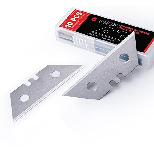 FOSHIO 10 Stück Klingen Ersatzklingen Allzweckklingen, Trapezklingen ErsatzKlingen, SK5 Carbonstahl, Grafikmesser klingen Folienmesser für Cuttermesser, Teppichmesser