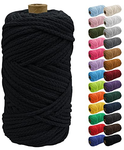 Uiopa Makramee Garn 5mm x 90m, Baumwollkordel Baumwollseil Natürlicher Baumwollschnur, Makramee Garn Geflochten für Pflanzenaufhänger, Wandbehang, Traumfänger, Garten, DIY-Projekte