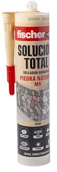 fischer - Solution totale pierre naturelle - Mastic adhésif spécial pour pierre naturelle ou artificielle - Caractéristiques avancées sur silicone marron - Sert de scellant pour joints - Beige (290