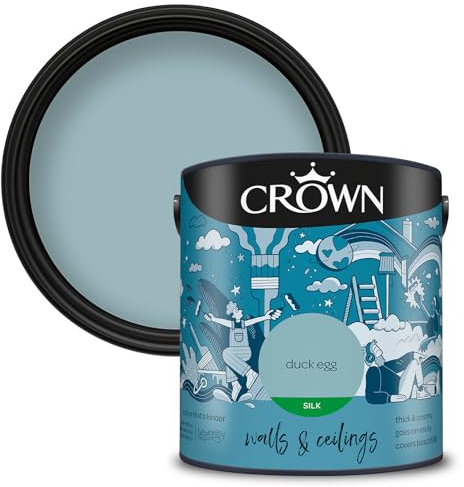 Crown Walls & Ceilings Silk Emulsion Paint, Size 2.5L, Duck Egg
