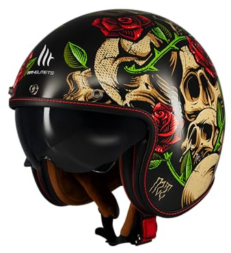 MT Helmets Le Mans 2 SV – Casco Moto Jet Vintage con Detalles en Cuero, Visor Solar Retráctil Full Vision, Interior Lavable y Calota HIRP | Homologado ECE 22.06 & DOT